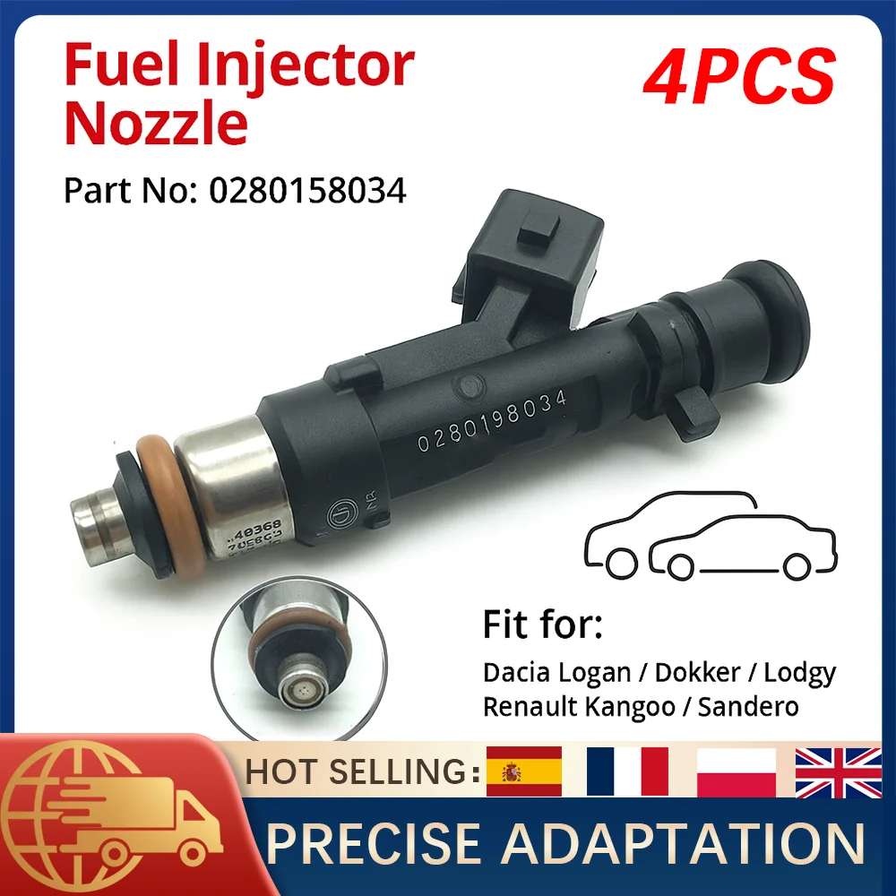 

Форсунка топливных форсунок 0280158034 для Dacia Logan Dokker Lodgy Renault Kangoo Sandero 1,4 1,6 л 8200227124, детали инжектора двигателя