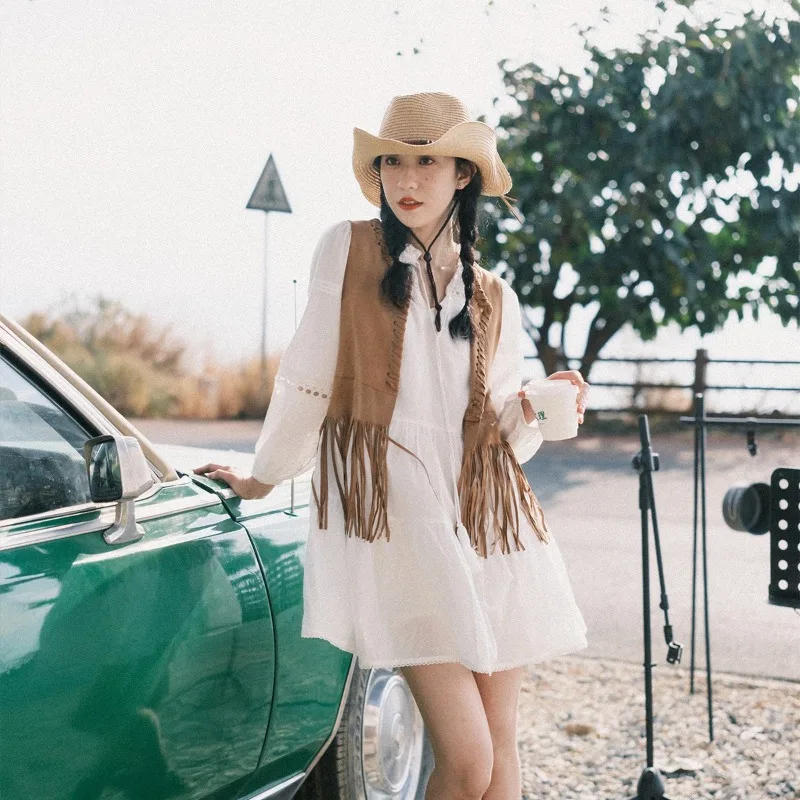 Gilet di jeans alla moda coreana da donna autunno nuova giacca cardigan con nappa cappotto capispalla stile bohemien abbigliamento femminile