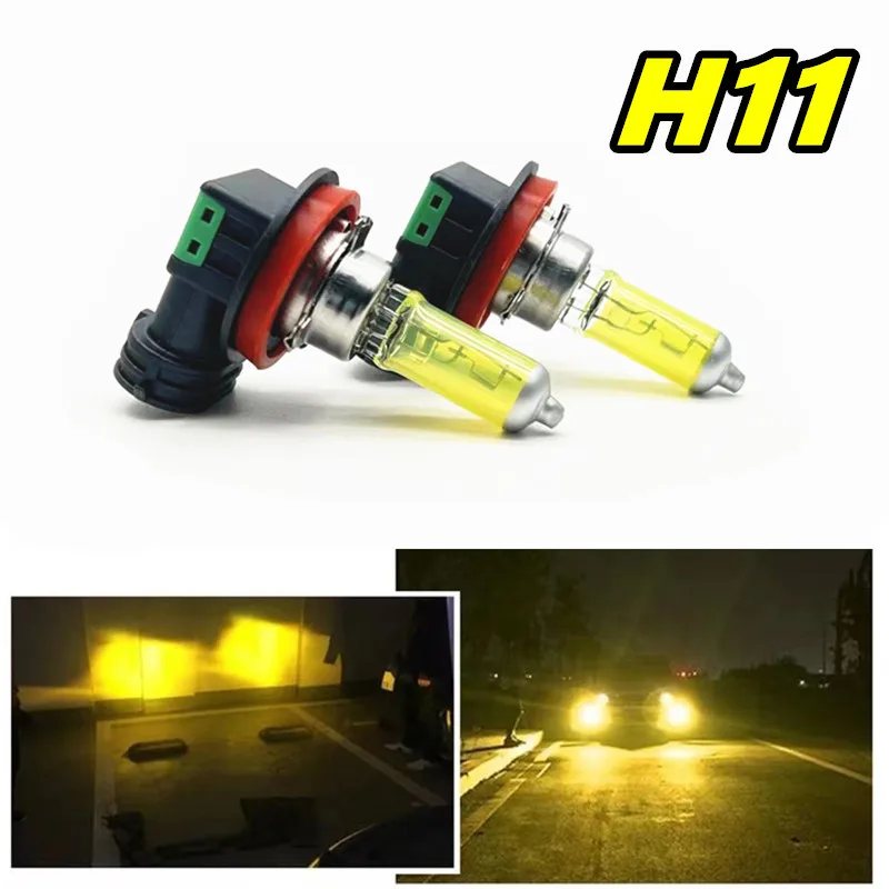 2pcs 55W Super Bright Yellow Halogen Bulbs H1 H3 H4 H7 H8 H11 3000K Anti Fog Automobile Headlamp Lights 12V HB3 HB4 9012