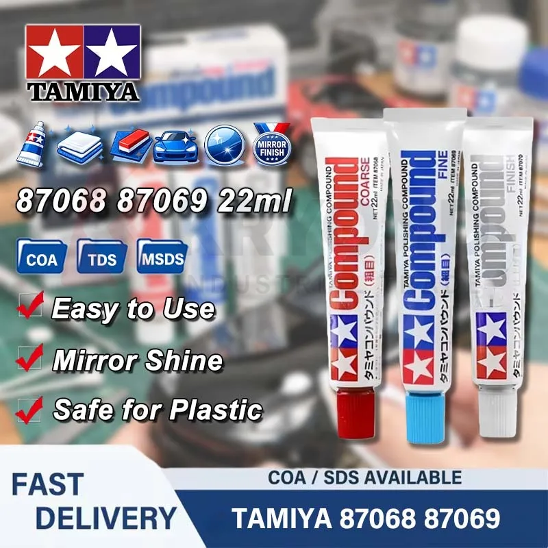 Tamiya 87068 87069 87070 Polishing Compound Fine Finish Coarse Model Surface Polish Scratch Removal Gloss Kit Set Plastic Model