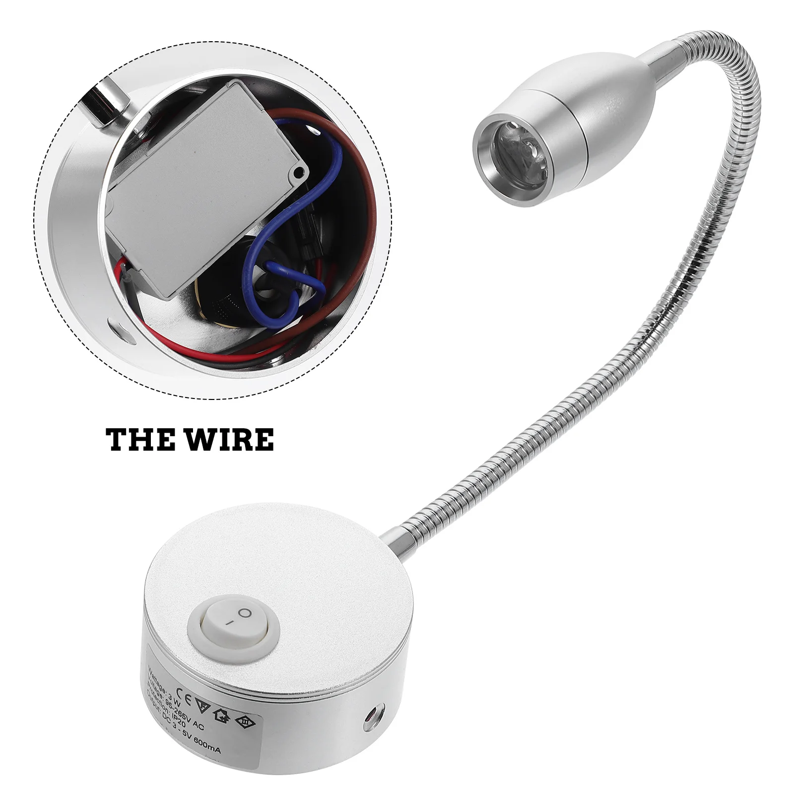 

1pc Led Reading Light With Flexible Hose, Adjustable Bedside Lamp For Bedroom Dorm Hotel, Eye-Caring Study Night Light