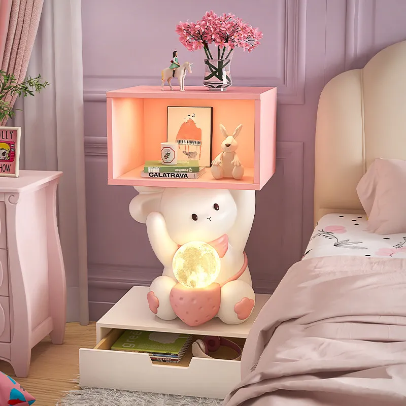 Home Decor Cute Rabbit Bedroom Bedside Table Children's Living Room Sofa Side Large Floor Decorations Placing Items Nightstand
