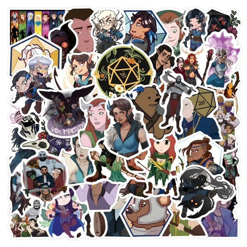 55pcs The Legend of Vox Machina Season Cartoon Graffiti Stickers Decals Suitcase Laptop Computer Decoration Kids Classics Toy