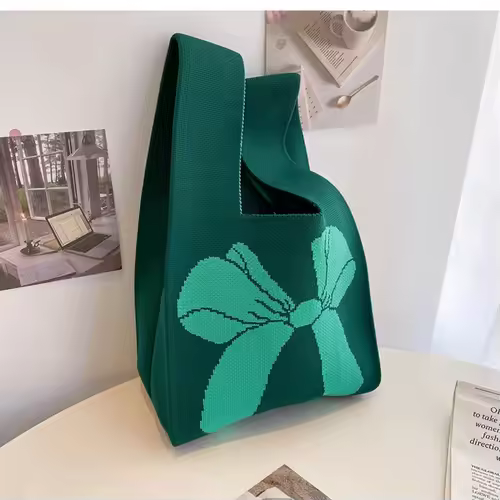 Women'S Knot Wrist Bag Handmade Knitted Bag Portable Mini Striped Tote Bucket Phone Bags Large Capacity Autumn Winter Handbags - Image 20