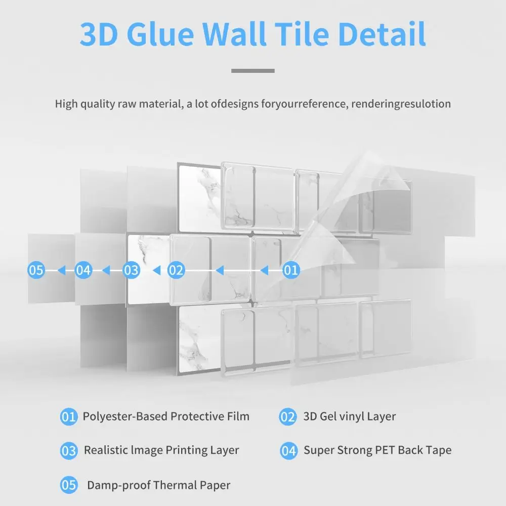 

6Pcs 3D Wall Tile Sticker Self Adhesive PVC Imitation Tile Stickers Waterproof Decorative Tile Stickers for Kitchen and Bathroom