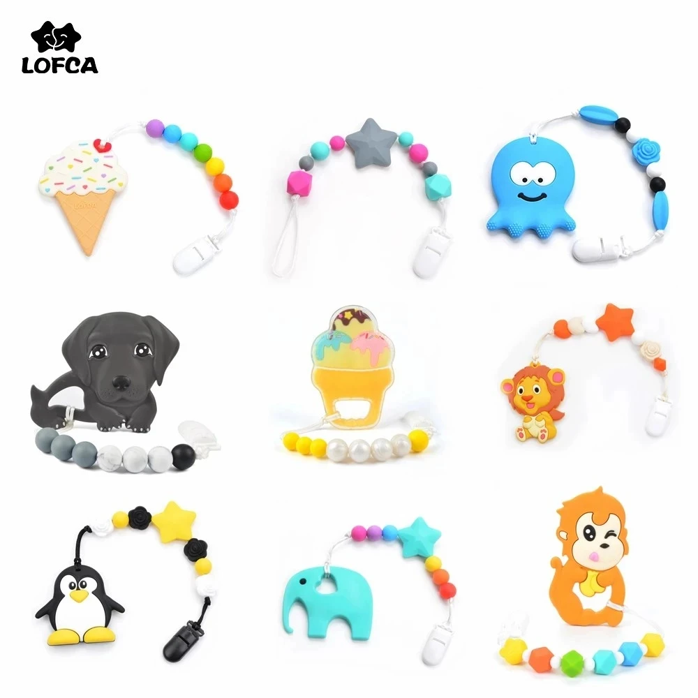 

Baby Teethers Animal Pacifier Clips Chain For Baby Gameboy Pendant Nipple Holder Baby Teething Toys BPA Free Biscuit Chew Beads