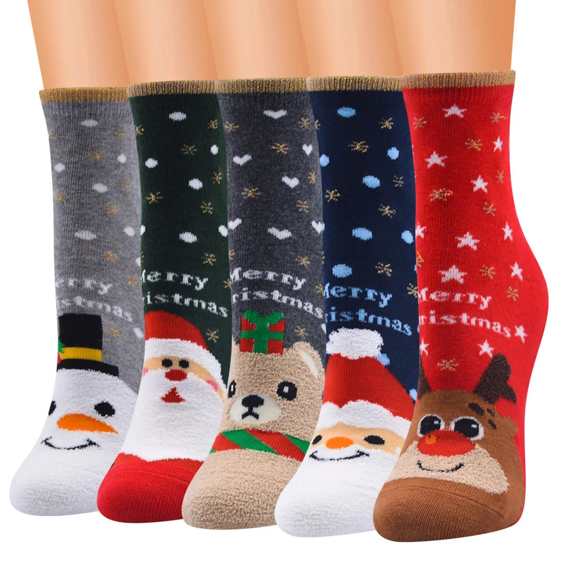 2026 Creative New Christmas Mid-Calf Socks Cotton Cartoon Santa Reindeer Printed Socks For Men Women Holiday Daily Wear Supplies