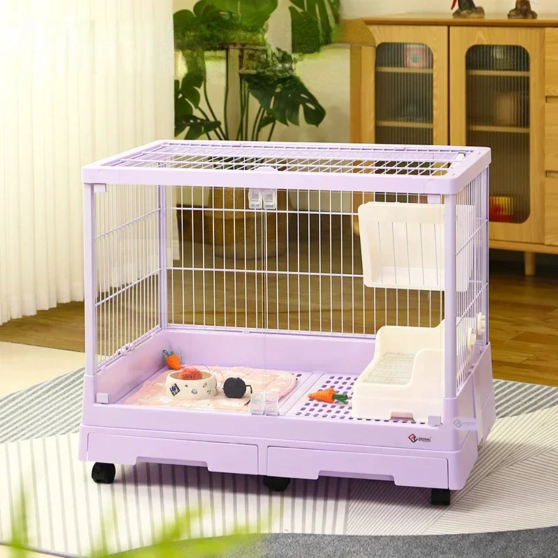 Dayang rabbit cage large panoramic high transparent glass household anti-spray urine double door cage dwarf villa R81PRO