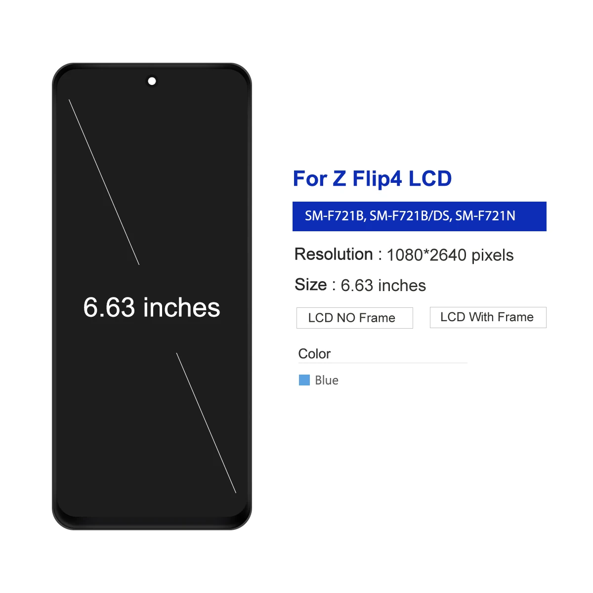 for-samsung-z-flip-4-5g-f721b-f721w-tft-quality-lcd-display-with-frame-touch-screen-digitizer-assembly-replacement-repair-part