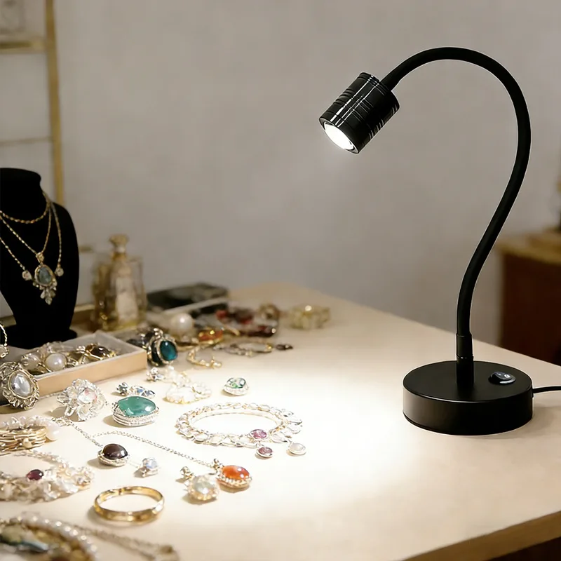 Jewelry Display Counter Hose LED Table Lamp Creative Display Cabinet Spotlight Restaurant Swan Neck Desktop led Small Book Light