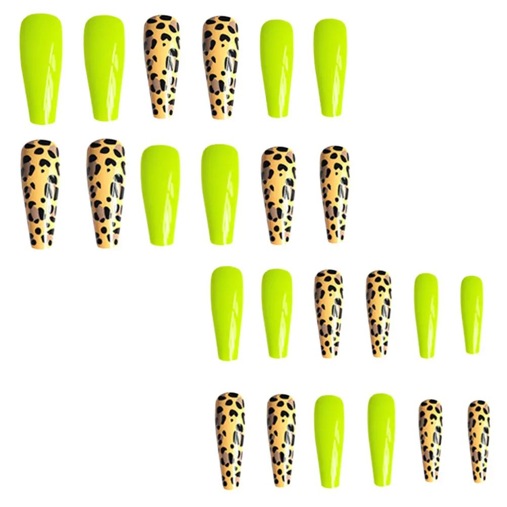 24Pcs Fluorescent Fake Nails Ultra Thin Strong Durable DIY Nail Art for Wedding Party Salon Home