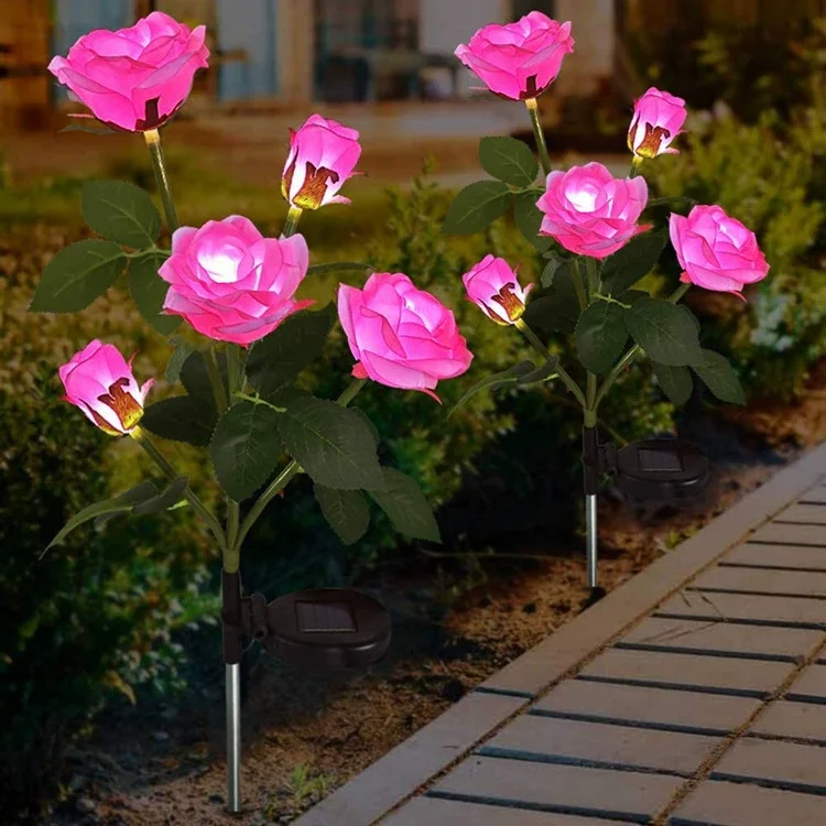 

5 Heads Solar Lights Outdoor Decorative Solar Garden Lights Rose Flower Lawn Lamp for Yard Patio Garden Decor
