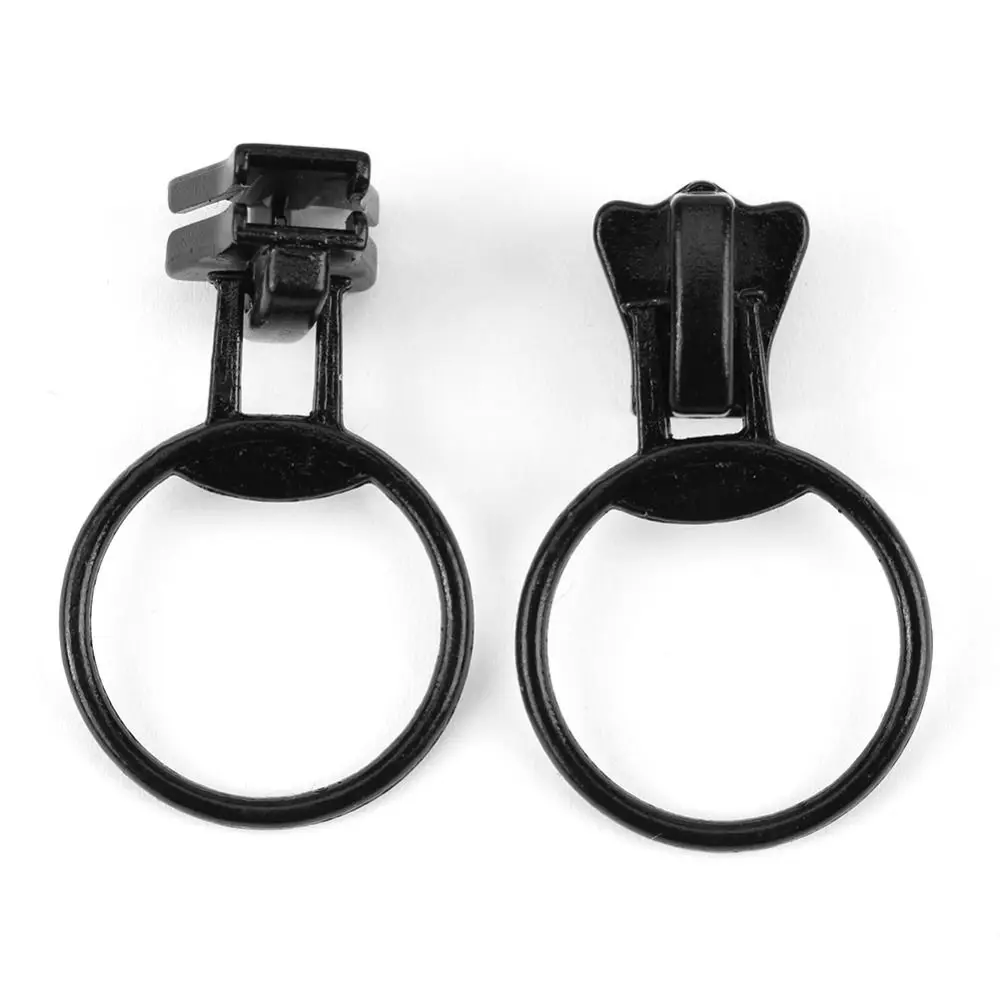 20PCS Set Metal Alloy Zipper Sliders Size #5 White & Black Zip Pull Loop Circle Ring Fastener Sewing Bags