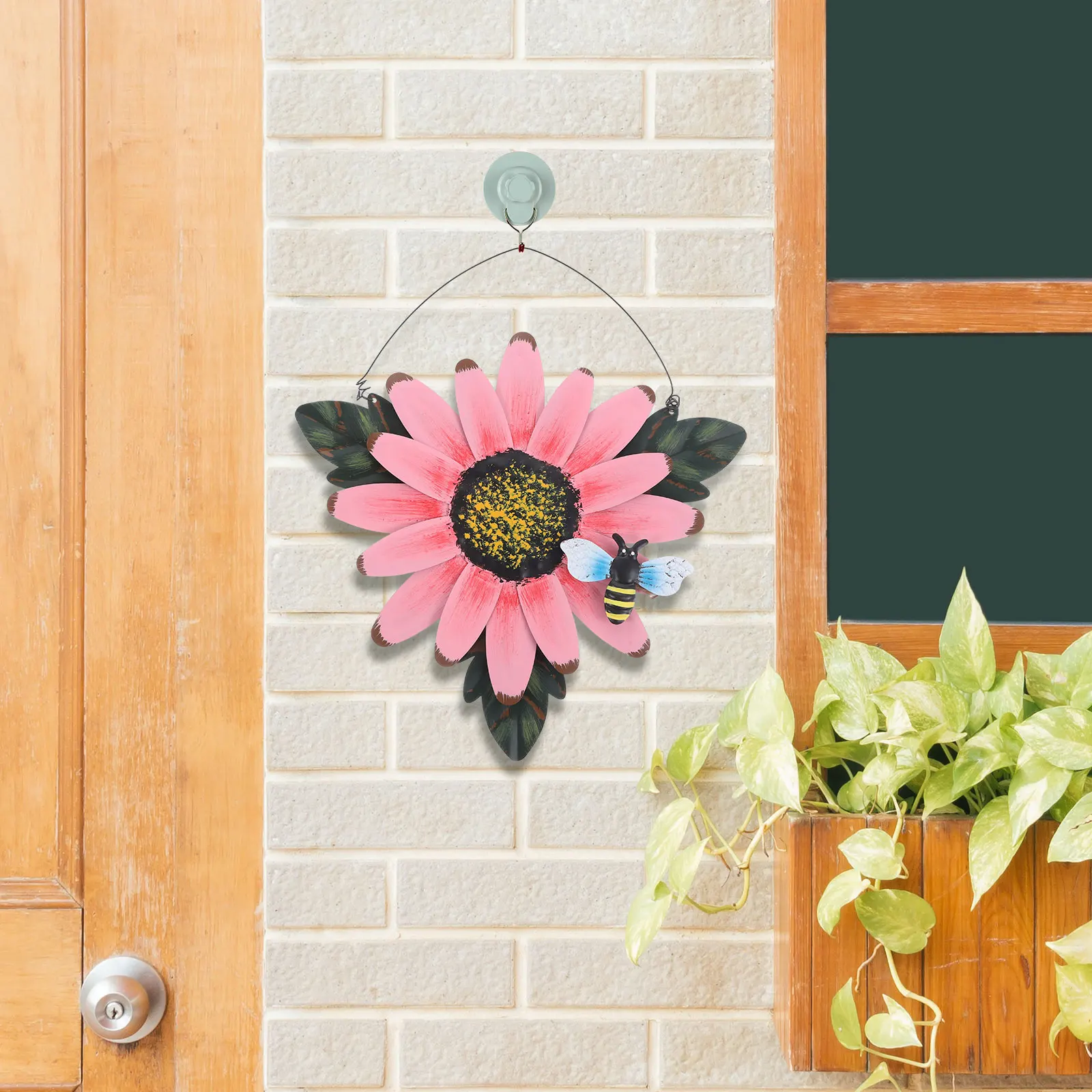 

Metal Flower Wall Hanging Vintage 3D Artificial Floral Decor for Home Office Living Room Bedroom Bathroom Garden Hotel