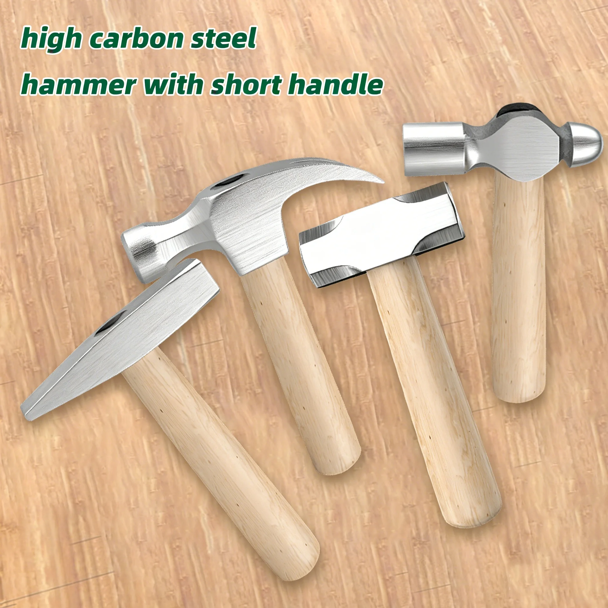 DIY For Home Solid Wood Short Handle High Carbon Steel Mini Hammer Octagonal Hammer Ram's Horn Pincer Hammer Woodworking Tool
