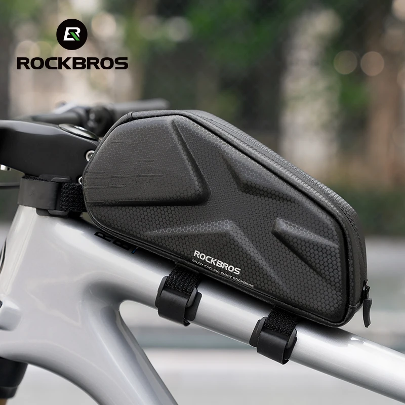 ROCKBROS Bicycle Bag 1.4L 3D Carbon Pattern EVA Hard Shell Top Tube Bag Tool Phone Storage MTB Bicycle Frame Bag Cycling Parts﻿