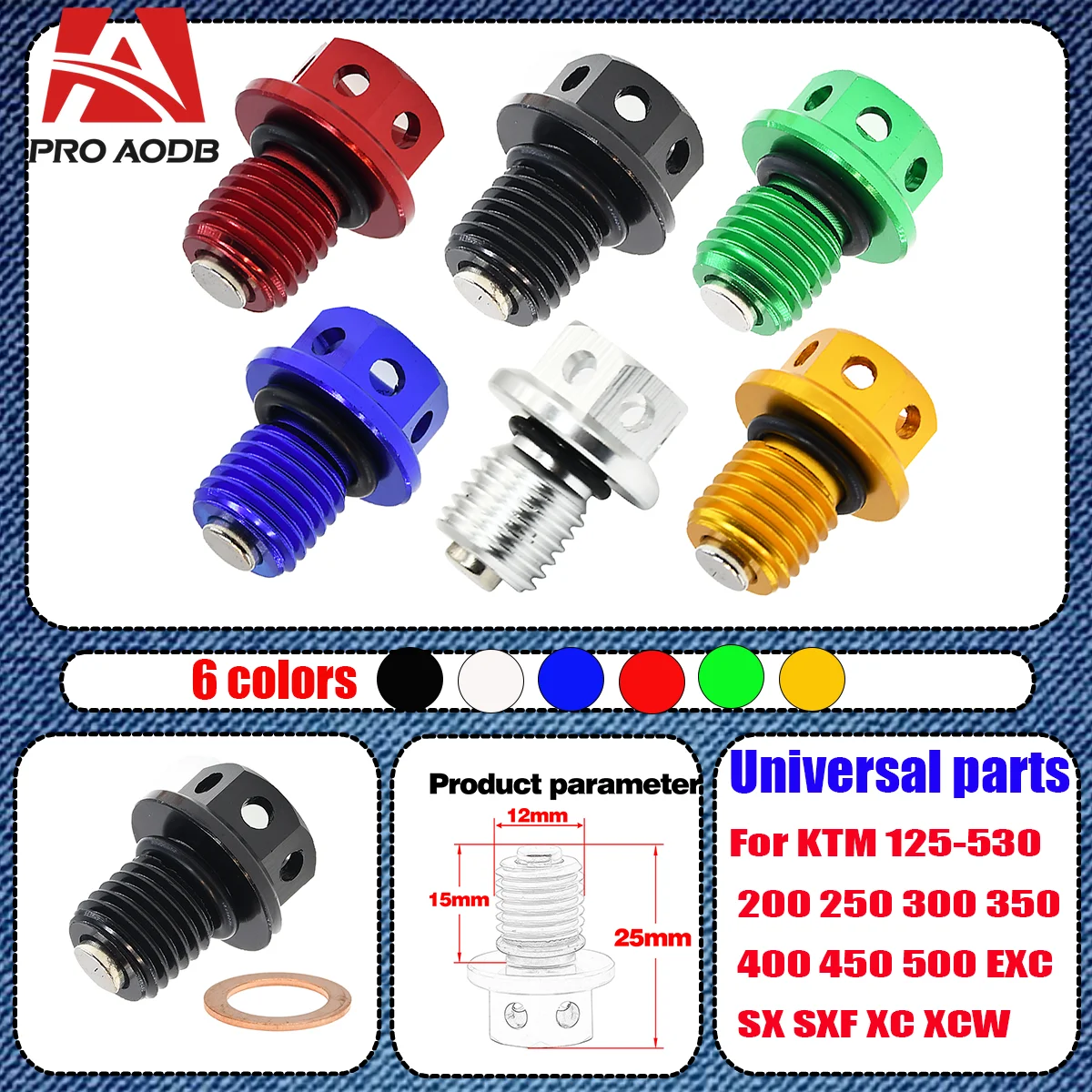 

M12xP1.5 Magnetic Oil Drain Plug Bolt Screw For KTM 125-530 200 250 300 350 400 450 500 EXC SX SXF XC XCW XCF 2000-2023 Yamaha