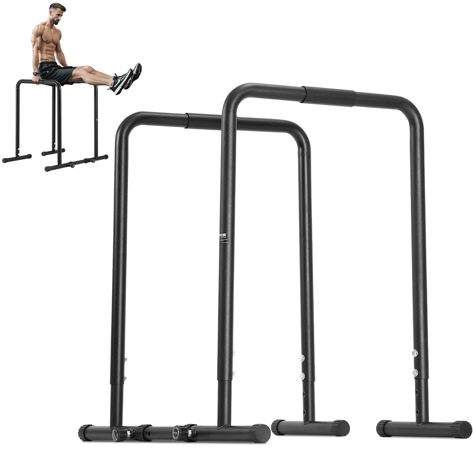 VEVOR Dip Bar 440 lbs Capacity Heave Duty Dip Stand Station with Adjustable Height Parallel Bars for Strength Training Home Gym