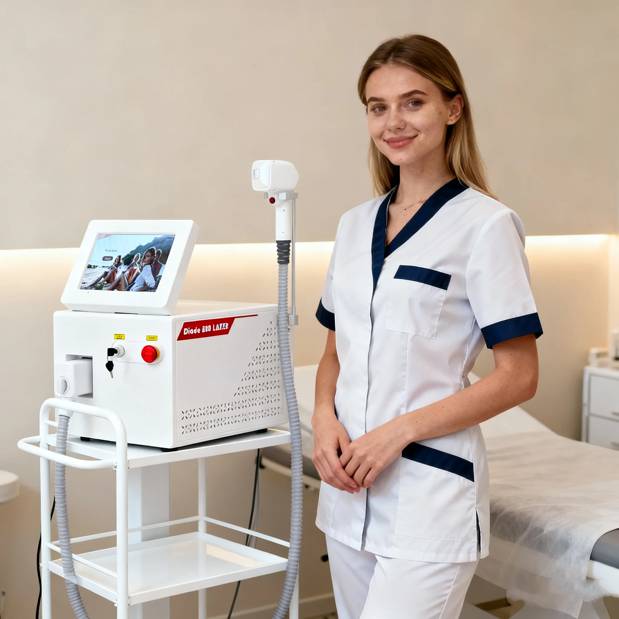 

Painless 4000W Ice Cooling Diode Laser 755+808+1064nm 3 Waves Alexandrite Hair Removal for Sensitive & Tender Skin Professional