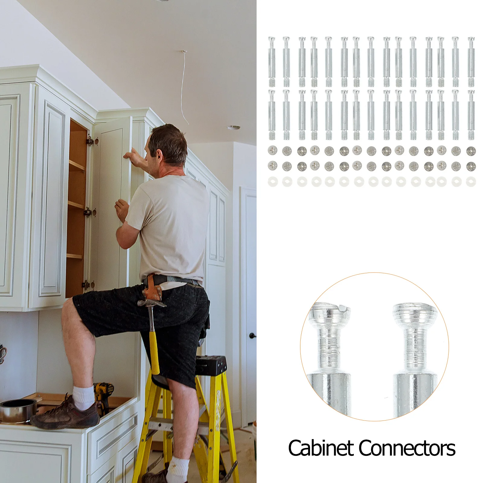 

1Set Cabinet Furniture Connector Cam Lock Fitting Iron Eccentric Cam Bolt Durable Hardware Replacement Pre-Inserted Nut