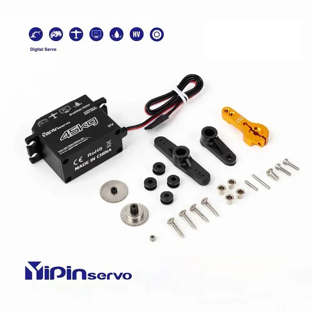 

GX Yipin Servo 45 кг Магнитный водонепроницаемый HV Бесщеточный сервопривод для RC Электрический пульт дистанционного управления Модель автомобиля Гусеничный SCX10