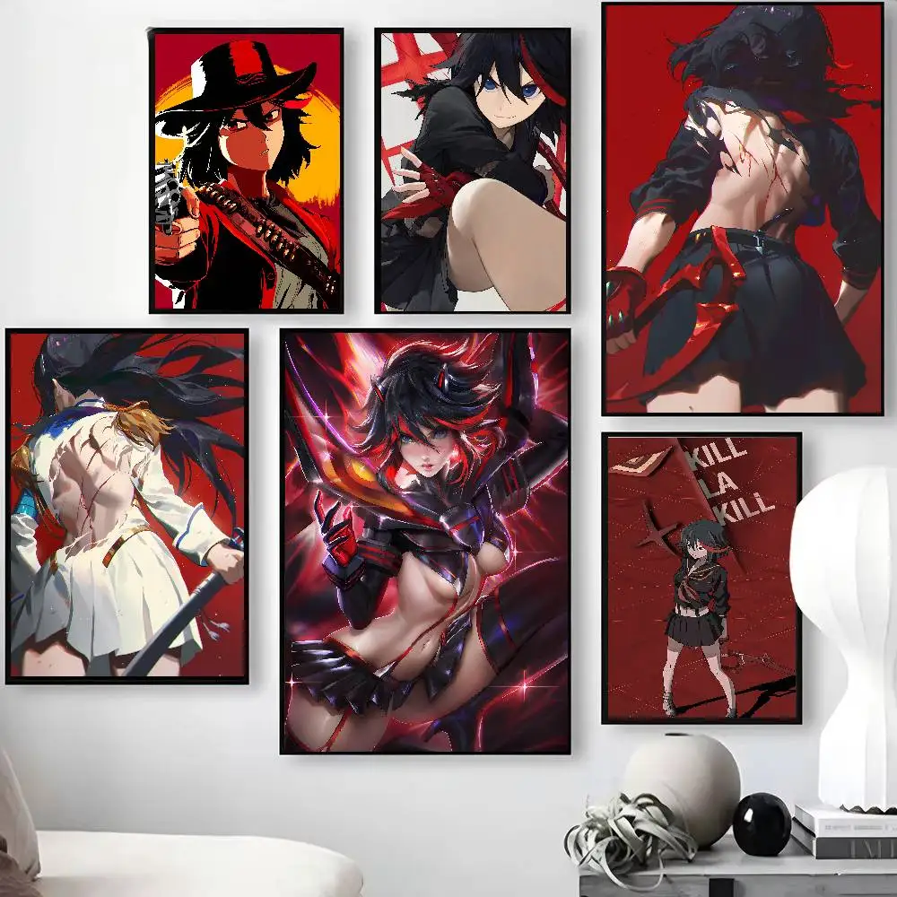 Cool Ryuko Matoi Poster Self-adhesive Art Anime Kill La Lill Paper Sticker Coffee House Bar Room Wall Decor