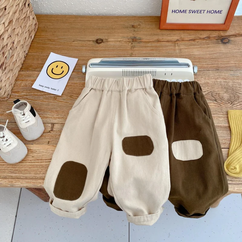 

Children's Casual Pants Spring and Autumn Thin Boys' Cotton Long Pants Loose Cargo Pants