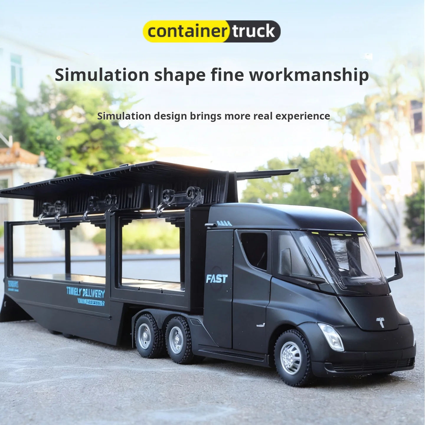 2025 nouveau Style conteneur véhicule de transport modèle alliage moulé sous pression modèle exquis tirer arrière Suspension enfant cadeau recueillir jouet voiture