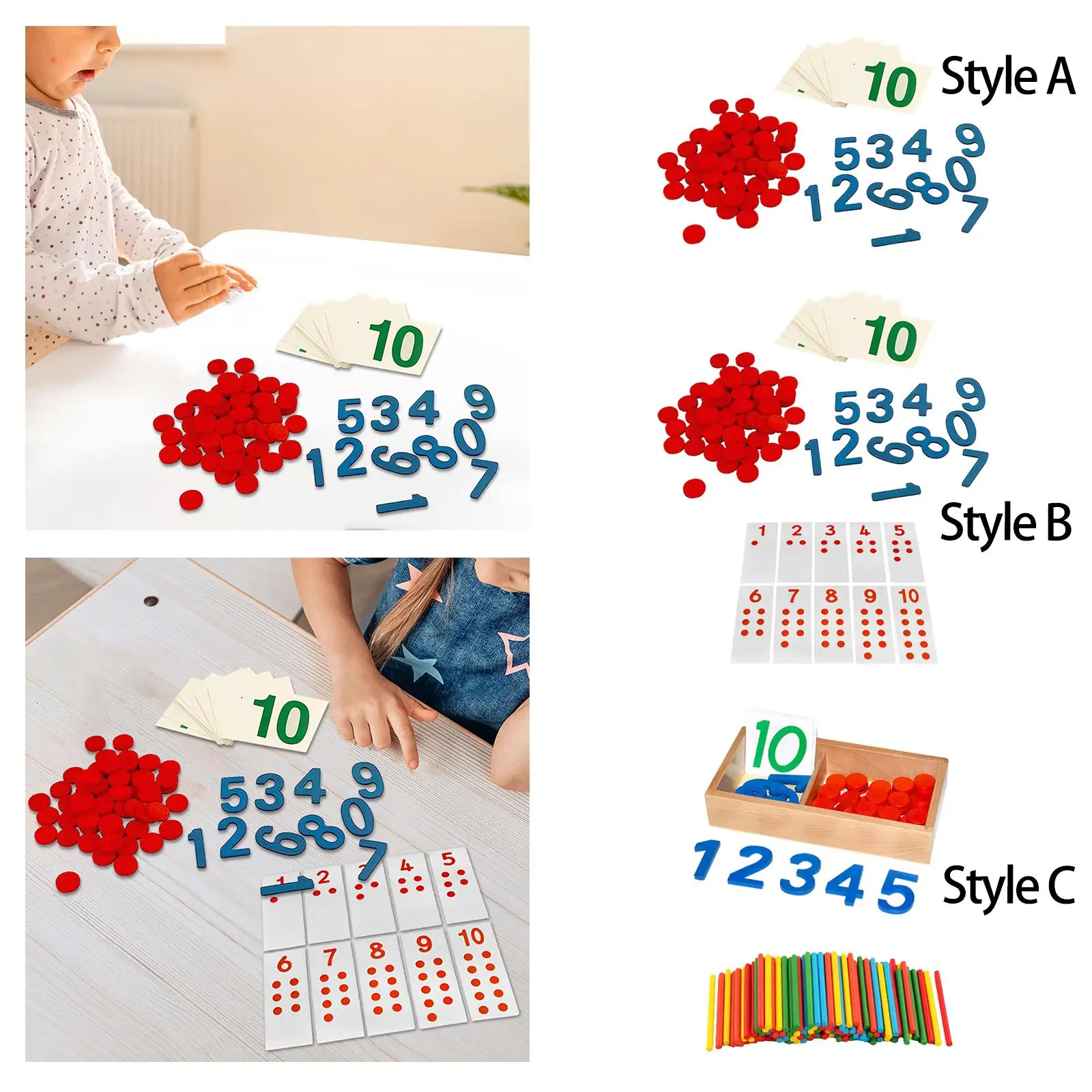 Cartões e Contadores Montessori Brinquedos para Crianças, Number Counting, Math Game, Ensino Aids, Pré-escolar, Homeschool Kids