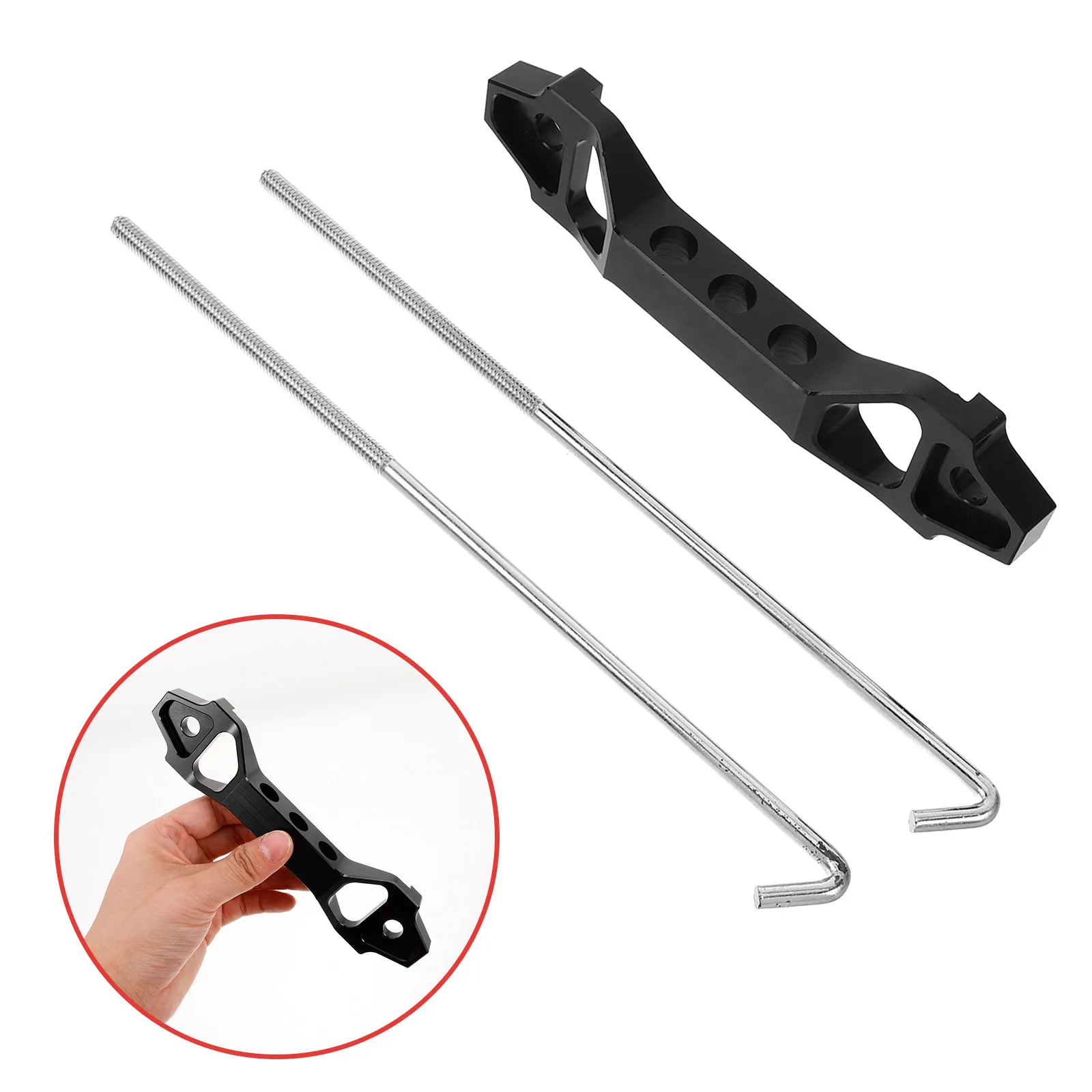 

1Set Automotive Battery Mounting Kit Heavy-Duty Metal Hold Down Bracket with Rods Clamps for Car Battery Stabilizer Secure Fit