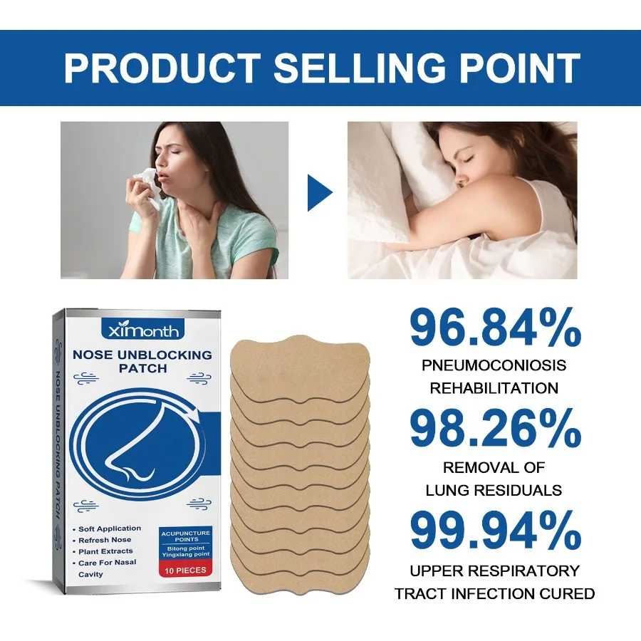 Ximonth 鼻パッチは睡眠中の鼻詰まりを和らげます いびき 口を開けて鼻の不快感といびき