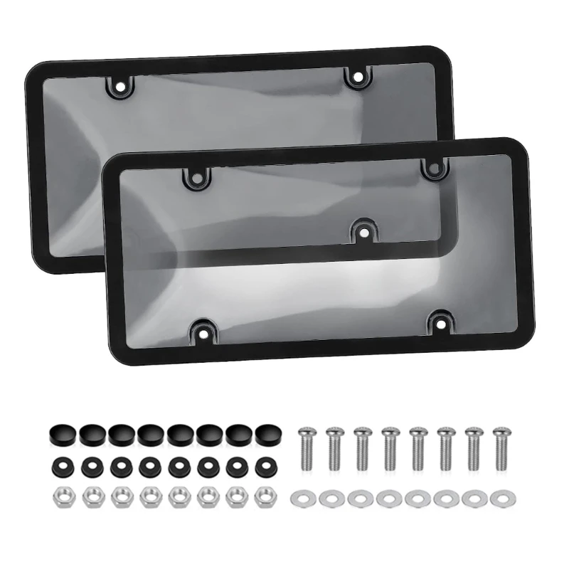 090E 2x Clear Reflective Anti-Speed ​​Red Light Toll Camera Stopper License Plate Cover Protezioni targa modificateShell