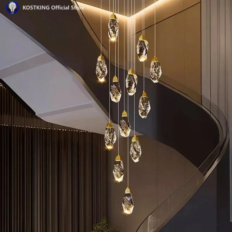 

Скандинавская хрустальная люстра, лестница, столовая, гостиная, подвесной светильник, минималистичный декор, внутреннее освещение, подвесной дизайн, светильник