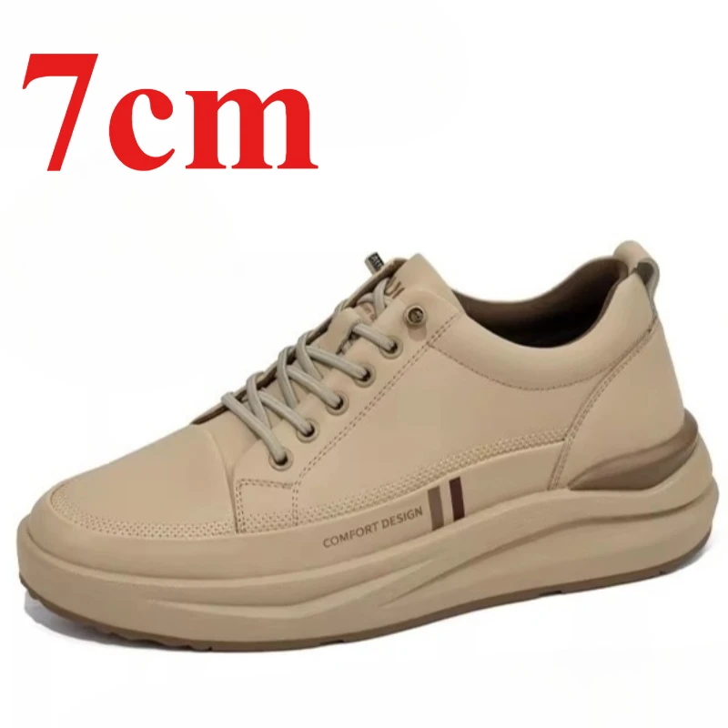 Invisible Thick Soled Height-increasing 7cm Sports Shoes for Men's Loafers Elevator Shoes Comfortable Breathable Casual Sneakers