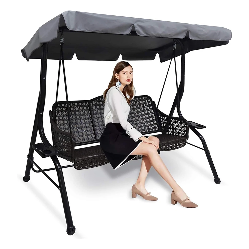 Outdoor Patio Swing Chair Canopy Replacement Waterproof 3 Seat Porch Swing Seat Canopy Swing Canopy Top Cover for Outdoor Swing