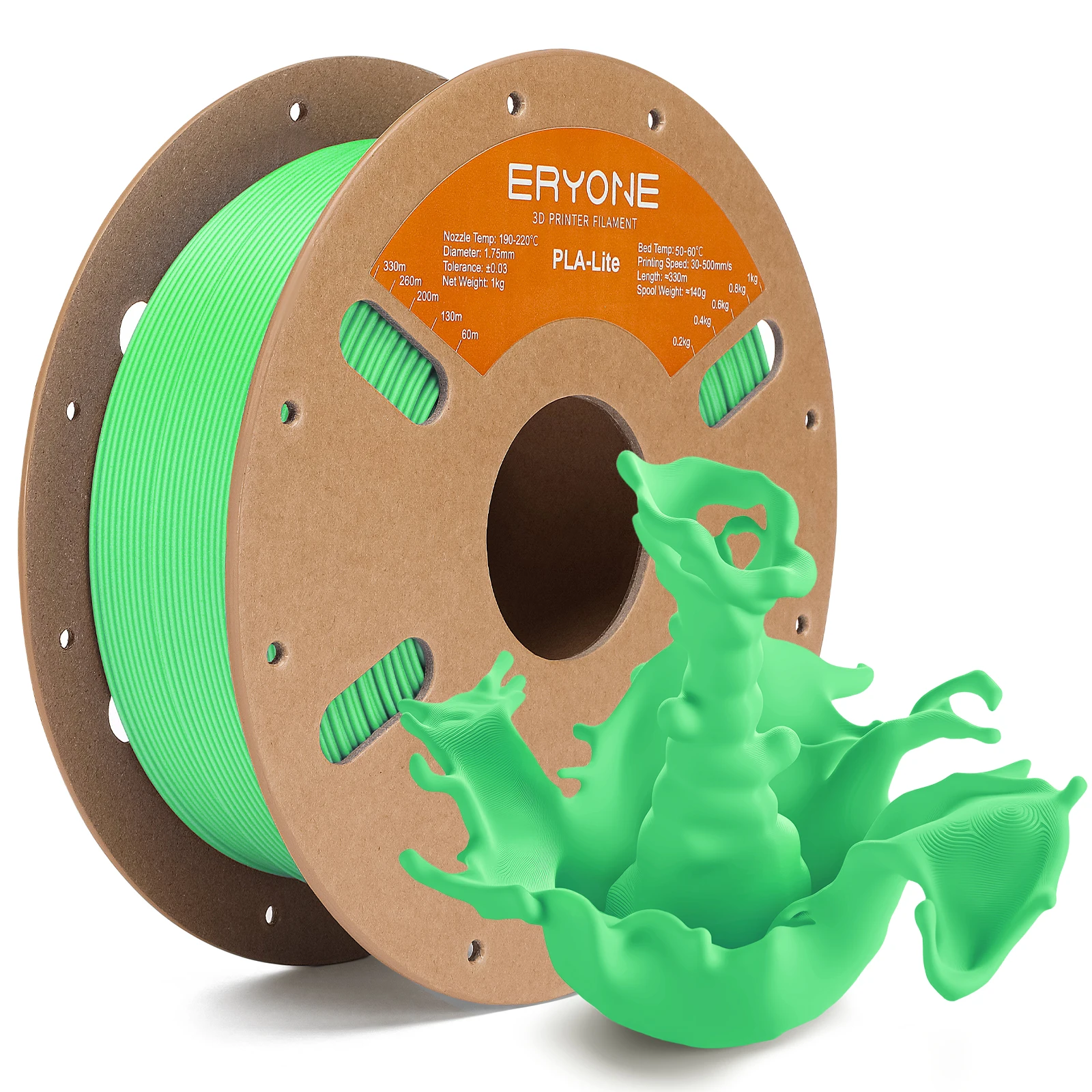 ERYONE 1KG PLA Lite 1,75mm 3D-Drucker Filament, Einfaches Drucken Ohne Verziehen, Matt-Finish +/-0,03mm, 1kg Spule