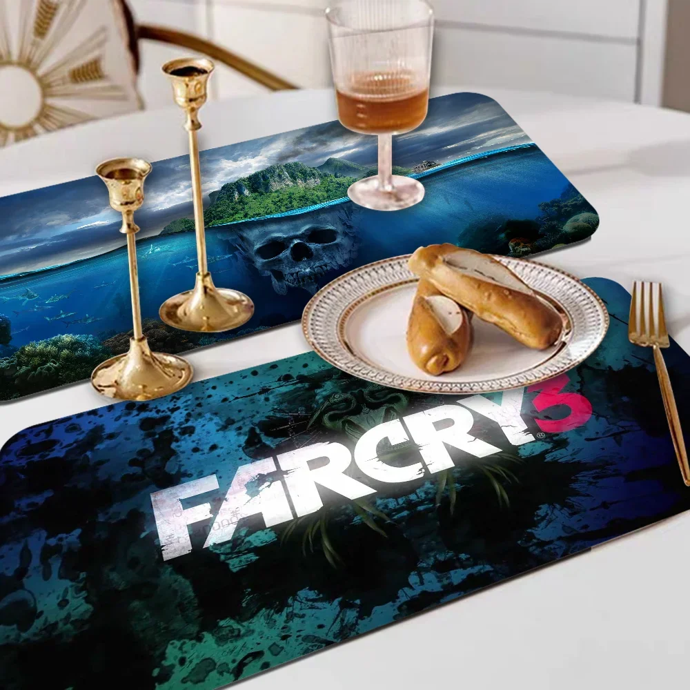 Far Cry 3 Quick Drying Dish Mat Printed Kitchen Tableware Coffee Draining Pad Dinnerware Cup Bottle Placemat