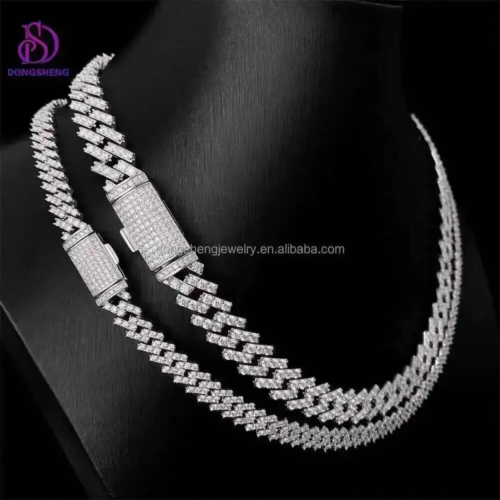 

Распродажа ювелирных изделий в стиле хип-хоп, муассанит, кубинская ссылка, 13 мм, серебро S925, 1 ряд, d цвет, кубинское ожерелье с муассанитом для мужчин