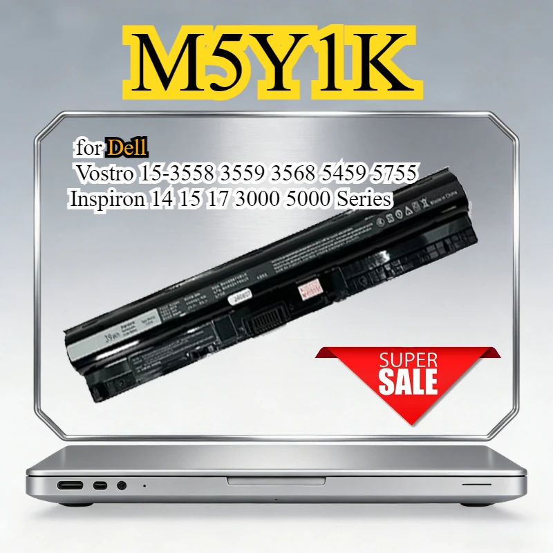M5Y1K Laptop Battery for Dell Vostro 15-3558 3559 3568 5459 5755 Inspiron 14 15 17 3000 5000 Series 14.8V  Li-ion Battery