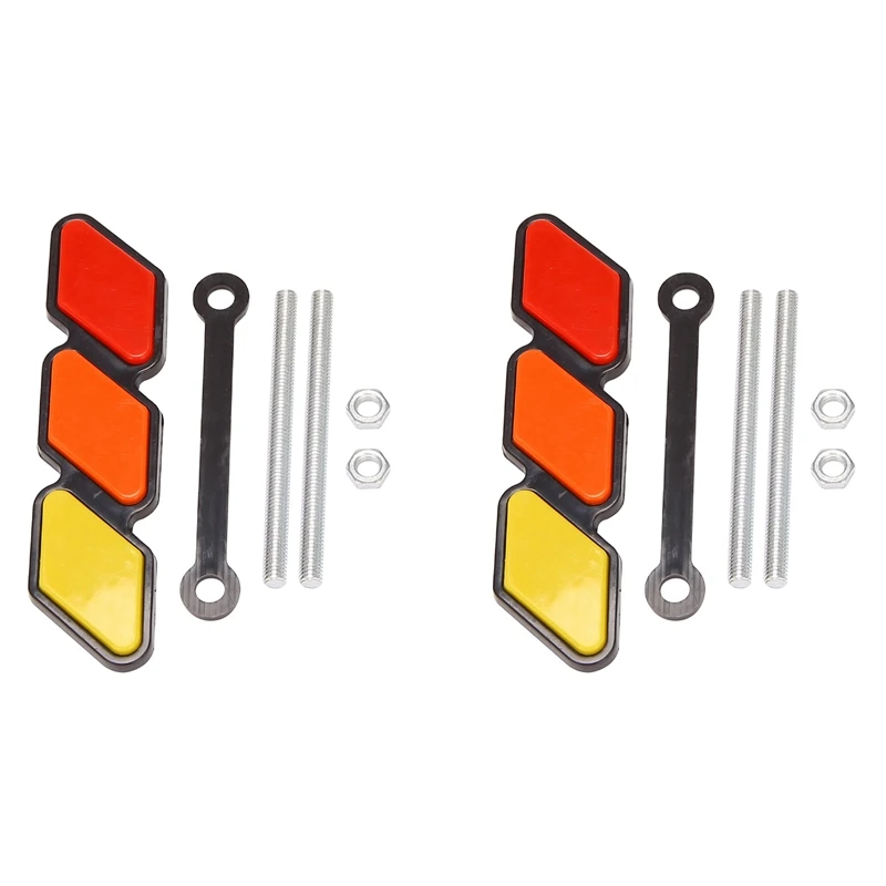 2 Set Of Grill Badge Emblem Tri-Color, For Toyota- Tacoma 4 Runner Sequoia Rav4 Highlander, Yellow/Orange/RED