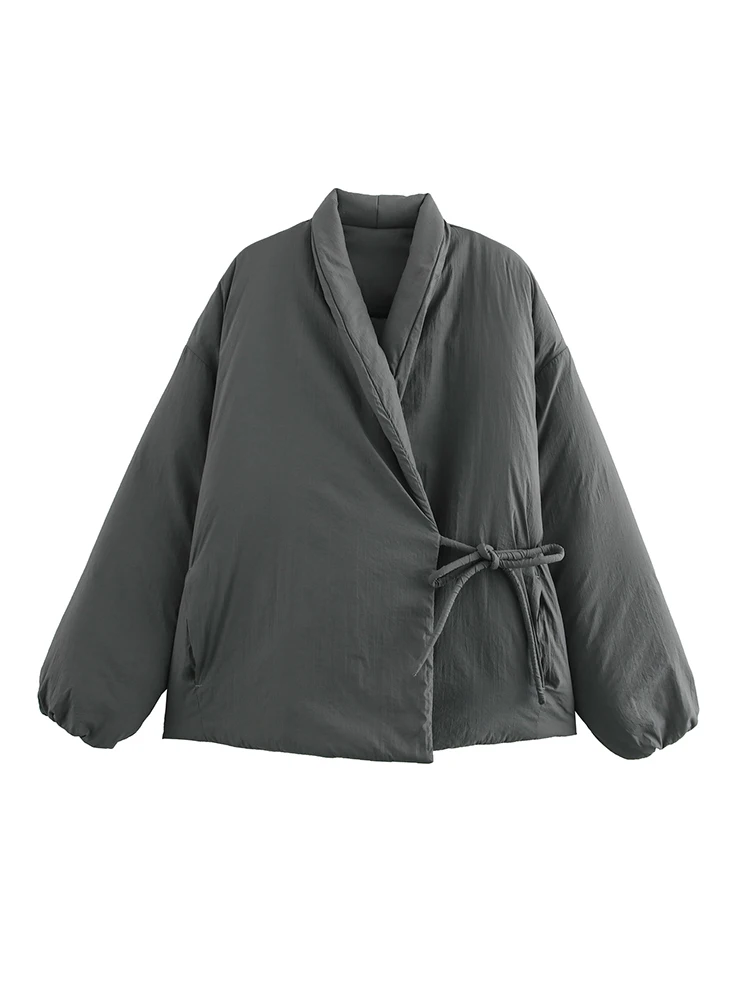 2025 New Fashion Fall/Winter Women Solid Color Side Tie Cotton Dress Retro Ladies Casual Lapel Jacket