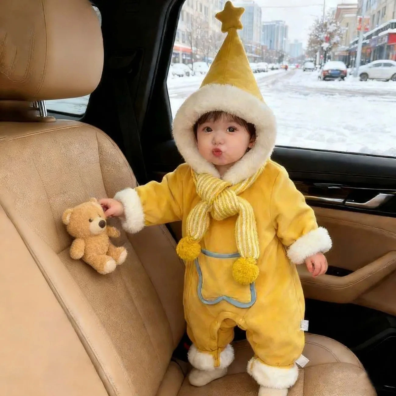 Baby Autumn Winter Warm Jumpsuit Newborn Thick Fleece Climbing Clothes Baby Super Soft Cute Outdoor Clothes