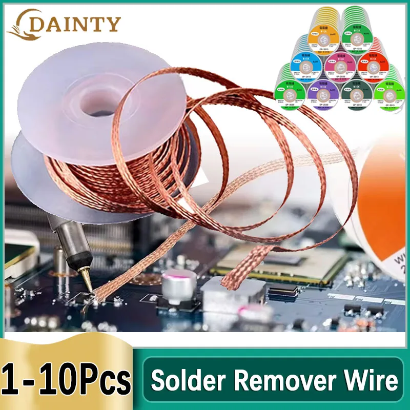 1-10Pcs Desoldering Mesh Braid Tape Copper Welding Point Solder Remover Wire Soldering Wick Tin Lead Cord Flux For Soldering