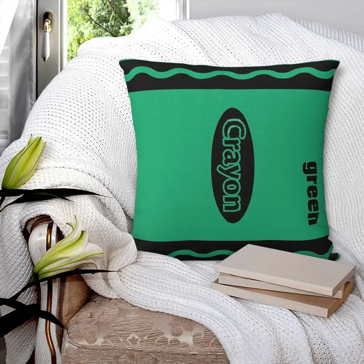 Green Crayon Box Halloween Party Group Costume Square Pillowcase Pillow Cover Polyester Cushion Decor Throw Pillow for Home Sofa