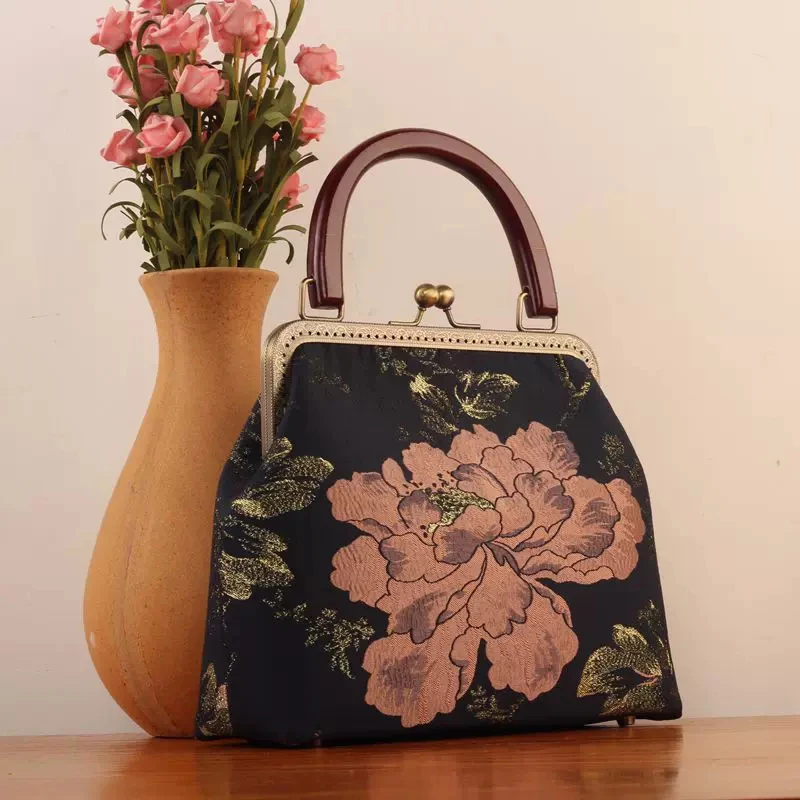 Classic Wood Top Handle Designer Lock Bag Vintage Palace Bags Chain Women Shoulder Crossbody Bag Women's Handbag
