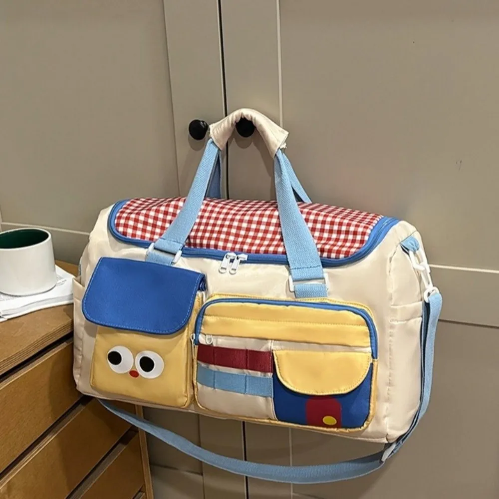 Bolsa de viaje de dopamina de gran capacidad, bolsa de viaje Oxford con múltiples bolsillos, compartimento para zapatos dedicado, colorido