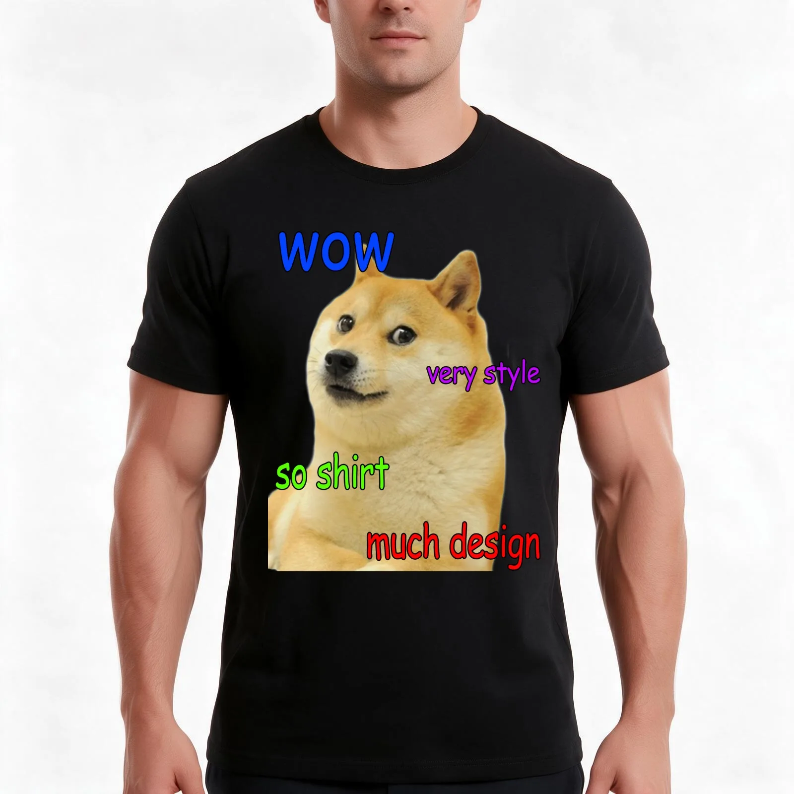 Doge design T-Shirt, Summer Casual Cotton Tee, Oversized Streetwear Tops, Vintage Graphic Print, Loose Fit Short Sleeve