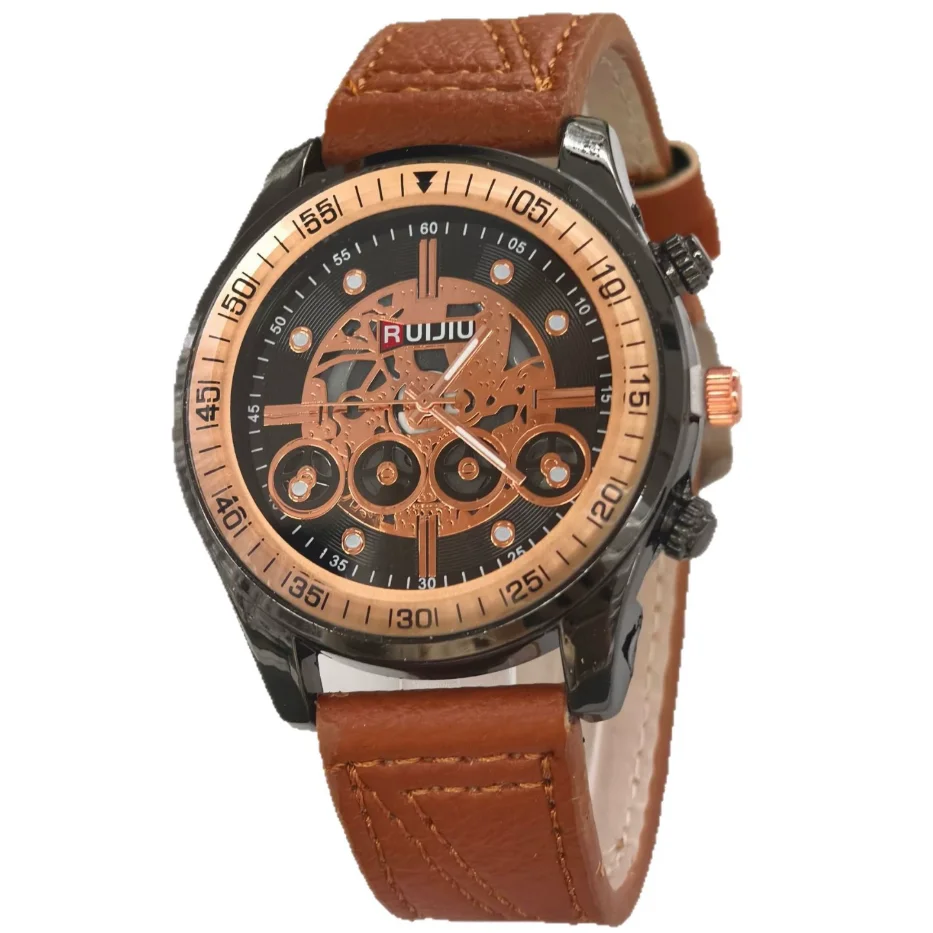 

New Fashion Luxury Man Hollow Leather Watch Men Business Quartz Watches Students Sports Wrist Watches For Gifts Reloj Hombre Hot