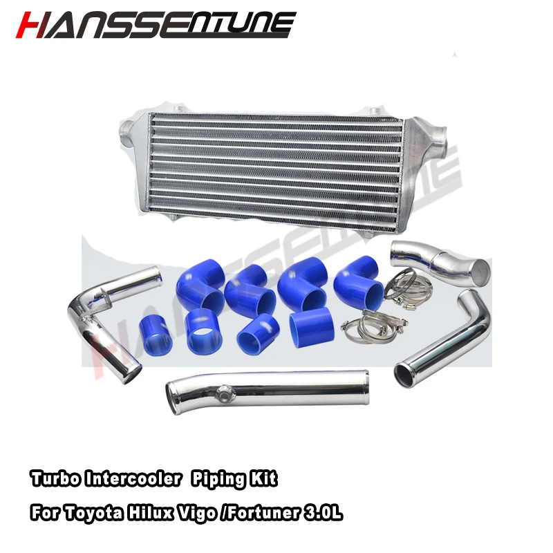 Hanssentune Aluminum  550 X 230 X 65mm  Intercooler + Turbo Intercooler  Piping Kit  For Toyota Hilux Vigo /Fortuner 3.0L 04-15