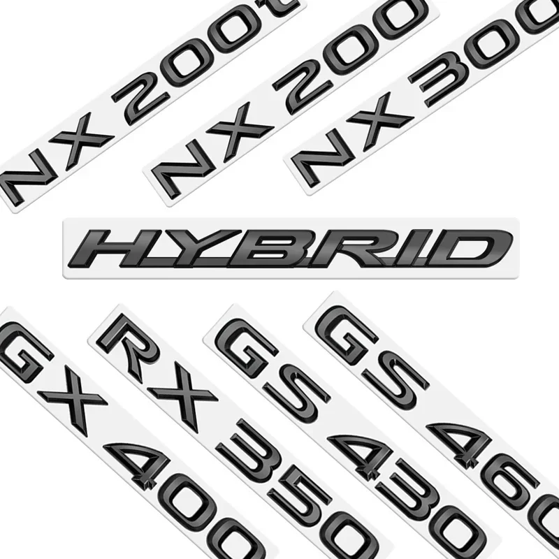 Metal Emblem Car Sticker Badge Decal Body Trunk Decor for Lexus Hybrid GS300 GS430 GS460 GX400 NX300 RX300 Glossy Black